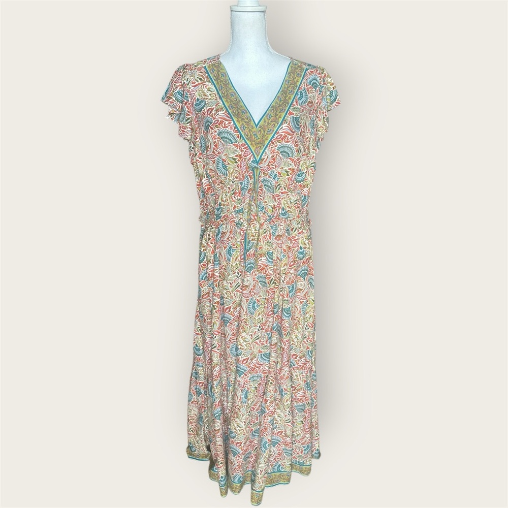 Lea Kaftan Floral V-Neck Dress